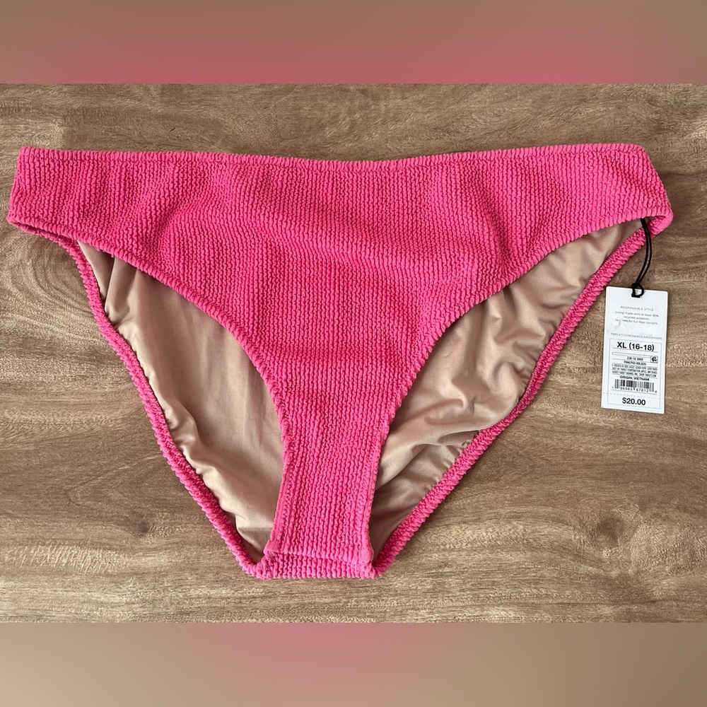 Shade & Shore NWT Barbie Pink Bikini Bottom Size XL swimsuit Bottom Only